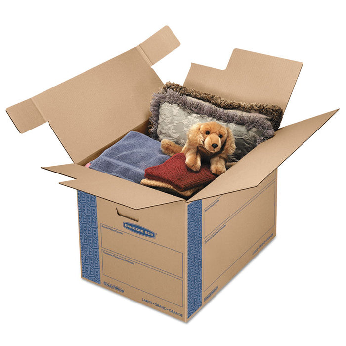 SmoothMove Prime Moving/Storage Boxes, Hinged Lid, Regular Slotted Container (RSC), 18" x 24" x 18", Brown/Blue, 6/Carton