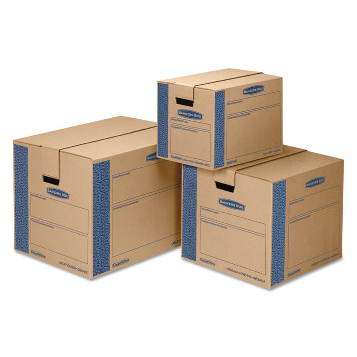 SmoothMove Prime Moving/Storage Boxes, Hinged Lid, Regular Slotted Container (RSC), 18" x 24" x 18", Brown/Blue, 6/Carton