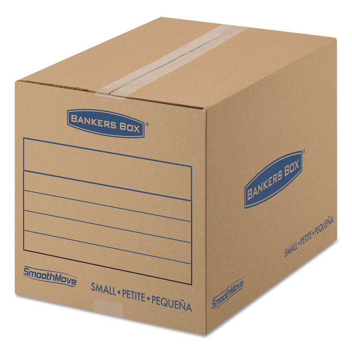 SmoothMove Basic Moving Boxes, Small, Regular Slotted Container (RSC), 16" x 12" x 12", Brown Kraft/Blue, 25/Bundle
