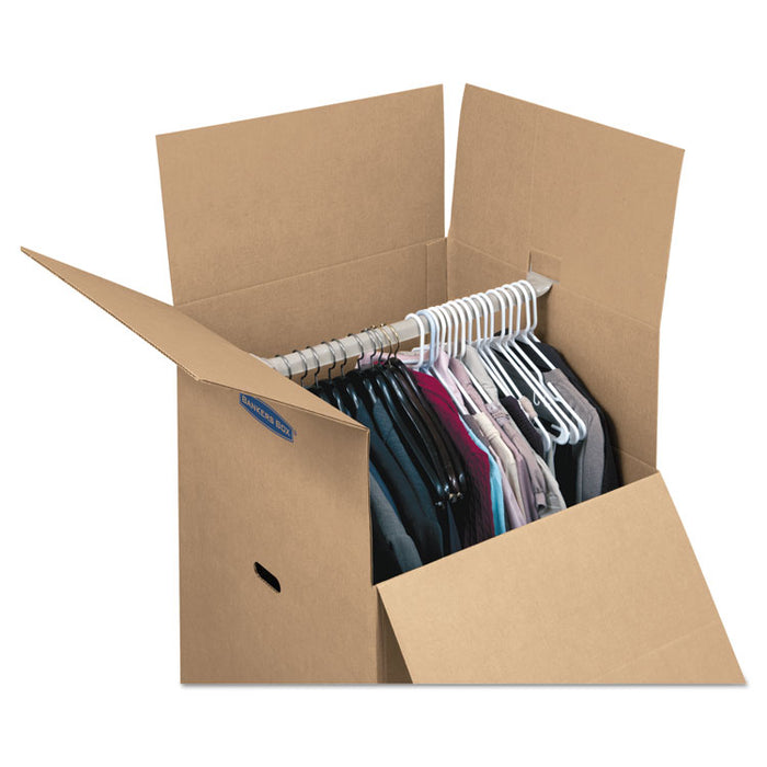 SmoothMove Wardrobe Box, Regular Slotted Container (RSC), 24" x 24" x 40", Brown Kraft/Blue, 3/Carton