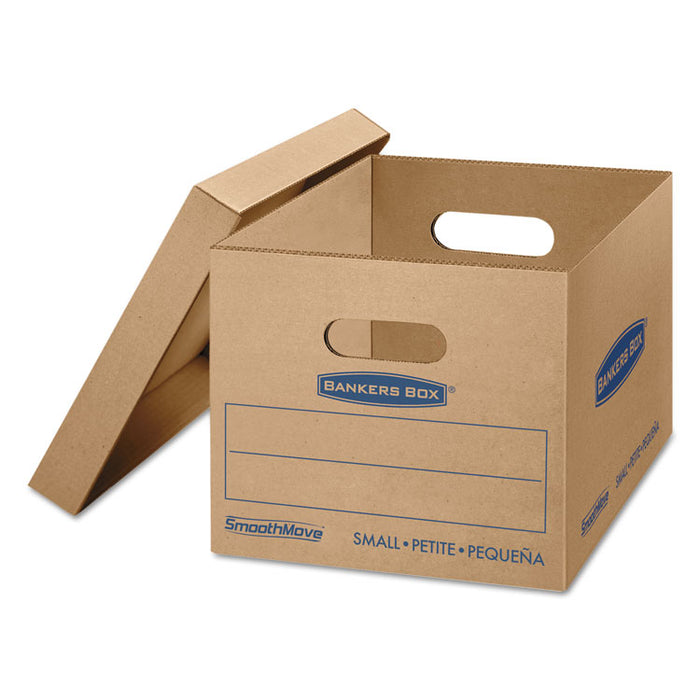 SmoothMove Classic Moving/Storage Boxes, Half Slotted Container (HSC), Small, 12" x 15" x 10", Brown/Blue, 10/Carton