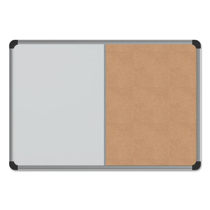 Cork/Dry Erase Board, Melamine, 24 x 18, Black/Gray Aluminum/Plastic Frame