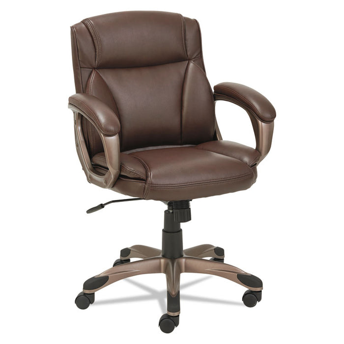 Alera Veon Series Low-Back Bonded Leather Task Chair, Supports 275lb, 19.25" to 23" Seat Height, Brown Seat/Back, Bronze Base