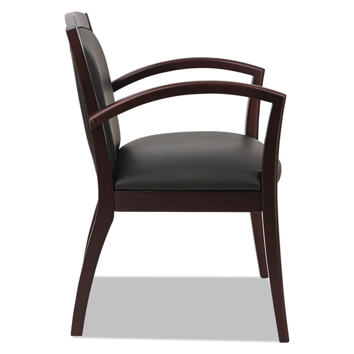 Alera Reception Lounge 500 Series Arch Back Solid Wood Chair, 22.83'' x 24.01'' x 32.28'', Black Seat/Back, Mahogany Base