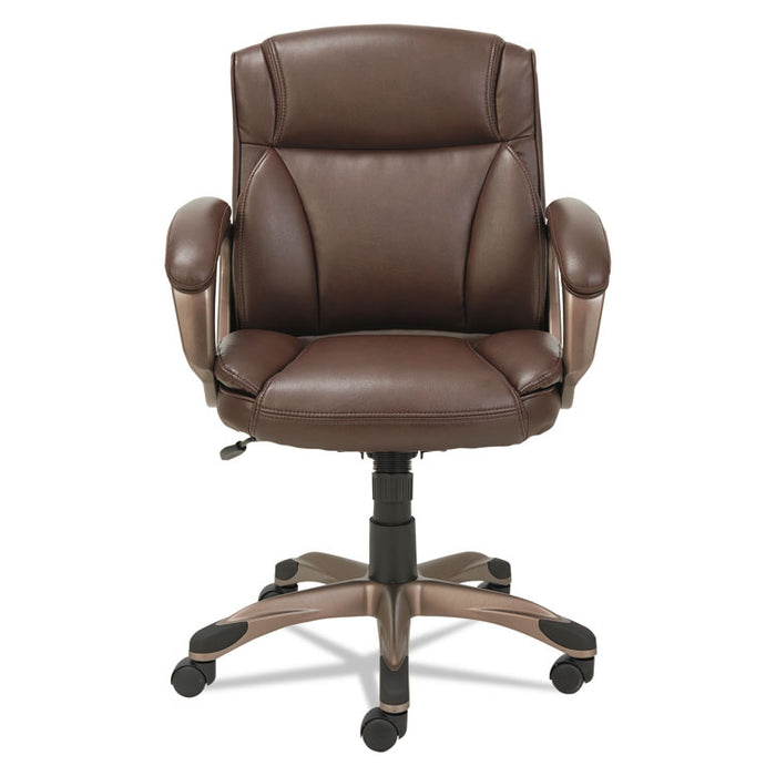 Alera Veon Series Low-Back Bonded Leather Task Chair, Supports 275lb, 19.25" to 23" Seat Height, Brown Seat/Back, Bronze Base