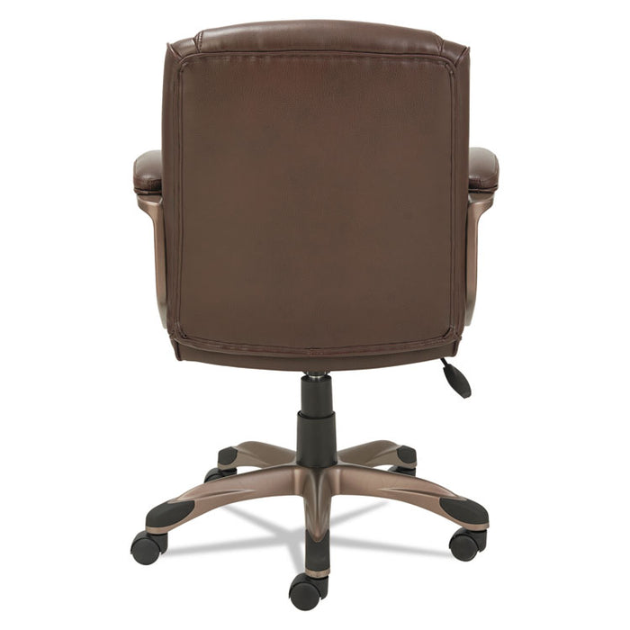 Alera Veon Series Low-Back Bonded Leather Task Chair, Supports 275lb, 19.25" to 23" Seat Height, Brown Seat/Back, Bronze Base