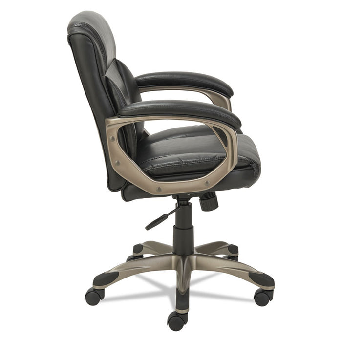 Alera Veon Series Low-Back Leather Task Chair, Supports up to 275 lbs., Black Seat/Black Back, Graphite Base