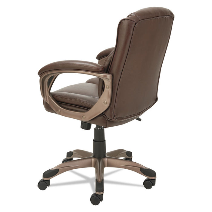 Alera Veon Series Low-Back Bonded Leather Task Chair, Supports 275lb, 19.25" to 23" Seat Height, Brown Seat/Back, Bronze Base
