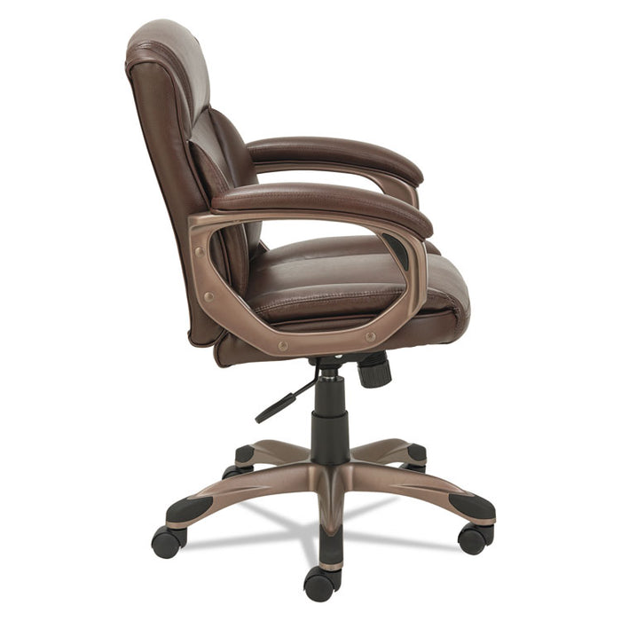 Alera Veon Series Low-Back Bonded Leather Task Chair, Supports 275lb, 19.25" to 23" Seat Height, Brown Seat/Back, Bronze Base