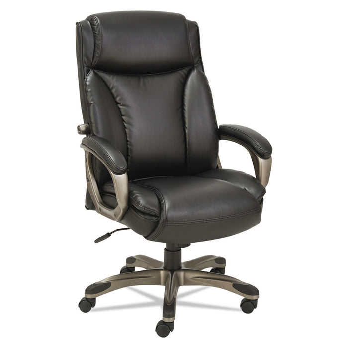 Alera Veon Series Executive High-Back Leather Chair, Supports up to 275 lbs., Black Seat/Black Back, Graphite Base