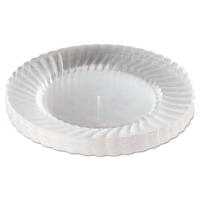 Classicware Plastic Plates, 9" Dia., Clear, 12 Plates/Pack, 15 Packs/Carton