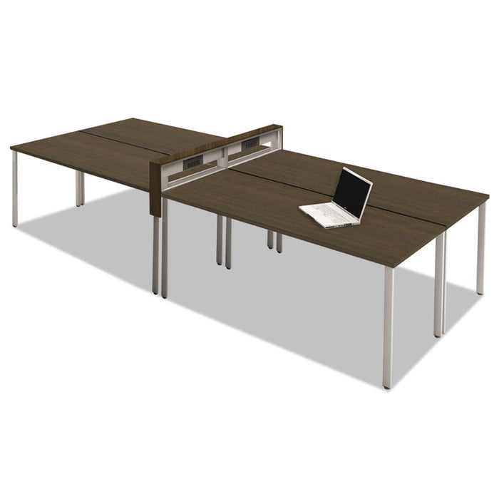 e5 Four-Person Workstation with Beltway, 123.5w x 60d x 29.5h, Walnut