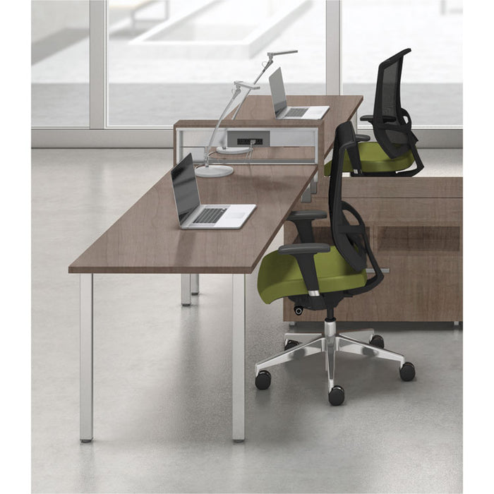 e5 Two-Person Workstation with Beltway, 123.5w x 73d x 29.5h, Cocoa