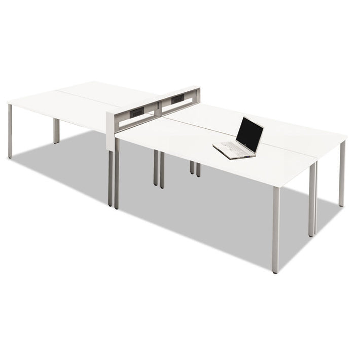 e5 Four-Person Workstation with Beltway, 123.5w x 60d x 29.5h, White