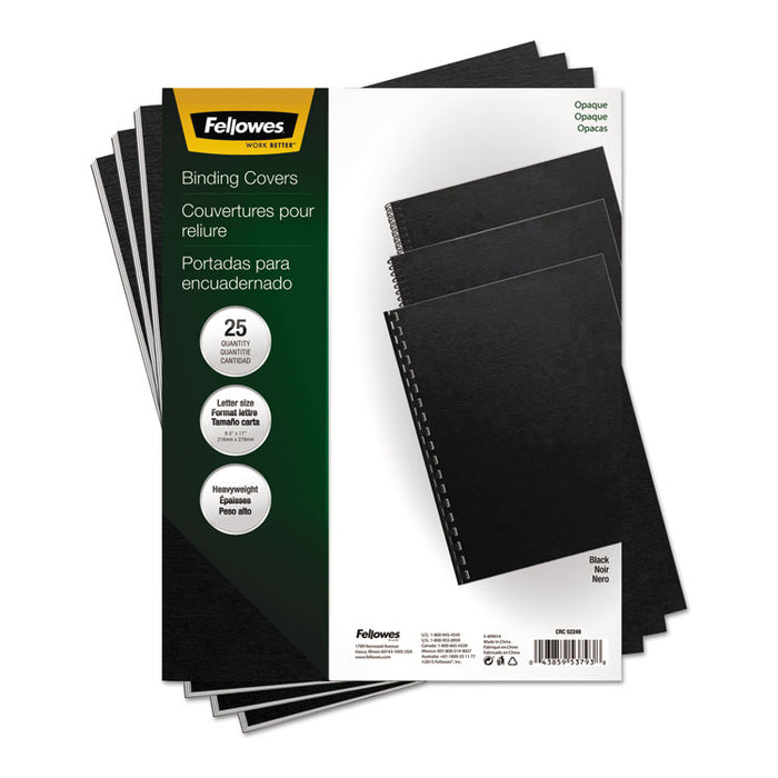 Futura Binding System Covers, Square Corners, 11 x 8 1/2, Black, 25/Pack