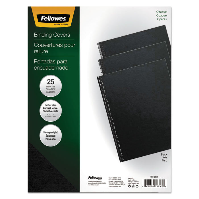 Futura Binding System Covers, Square Corners, 11 x 8 1/2, Black, 25/Pack