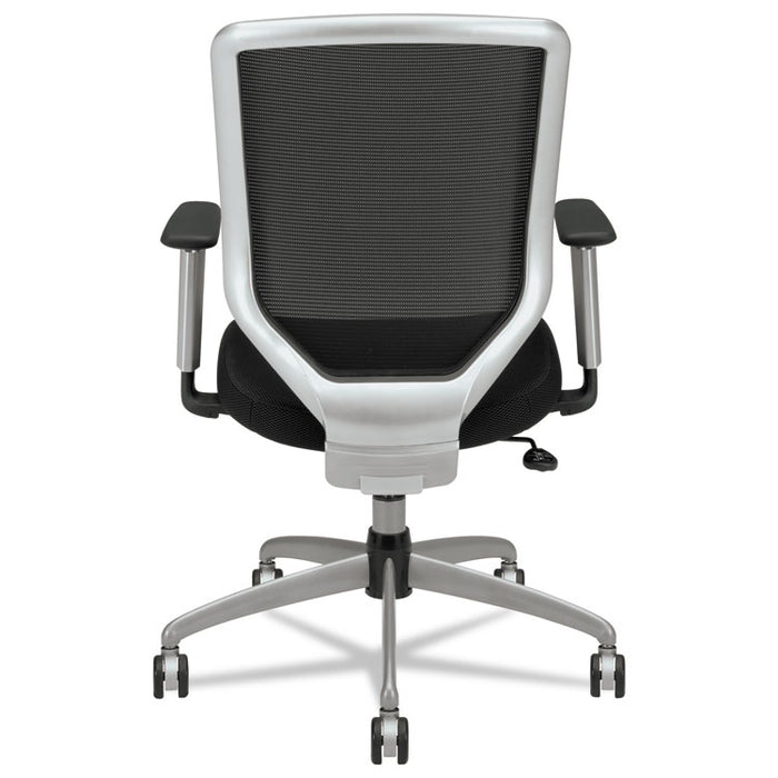 Boda Series Mesh/Padded Mesh High-Back Work Chair, Supports up to 250 lbs., Black Seat/Black Back, Titanium Base