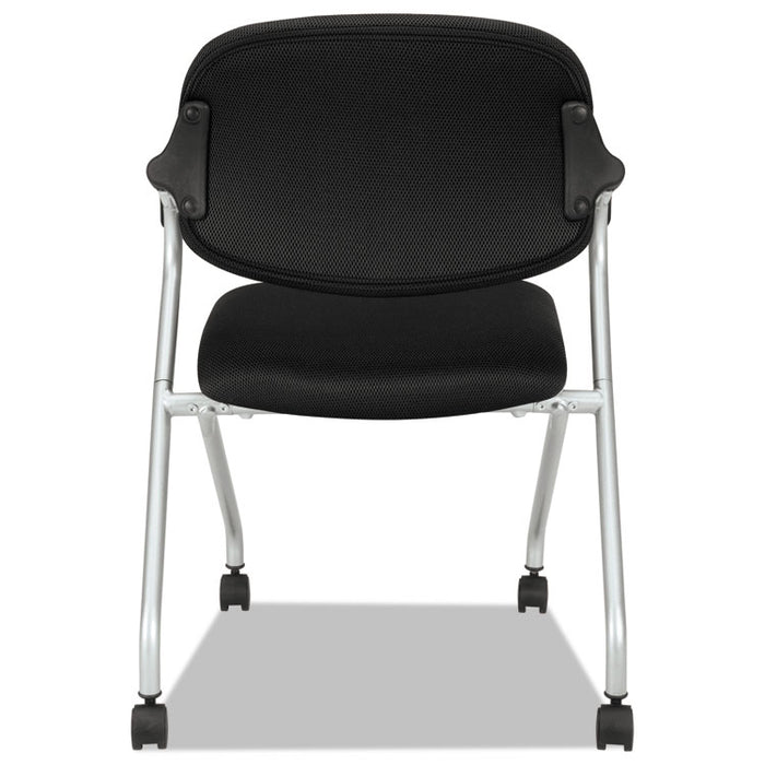 HVL303 Nesting Arm Chair, Supports Up to 250 lb, Black Seat/Back, Silver Base
