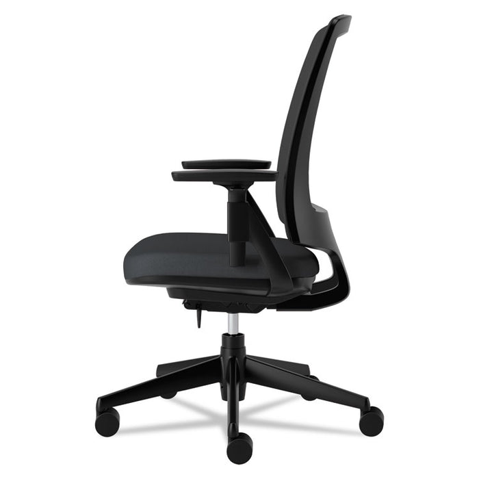 Lota Series Mesh Mid-Back Work Chair, Supports up to 250 lbs., Black Seat/Black Back, Black Base