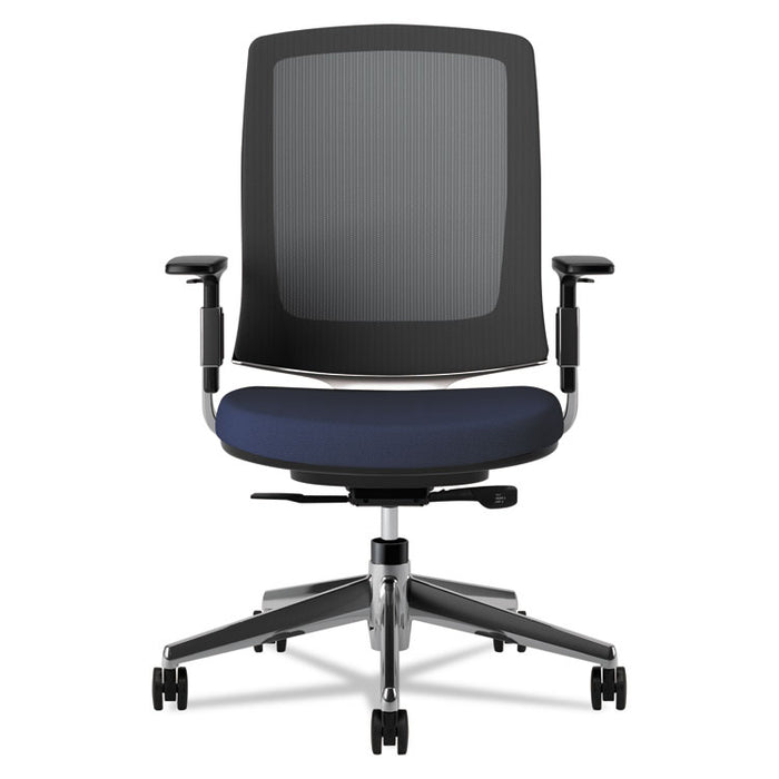 Lota Series Mesh Mid-Back Work Chair, Supports up to 250 lbs., Navy Seat/Navy Back, Polished Aluminum Base