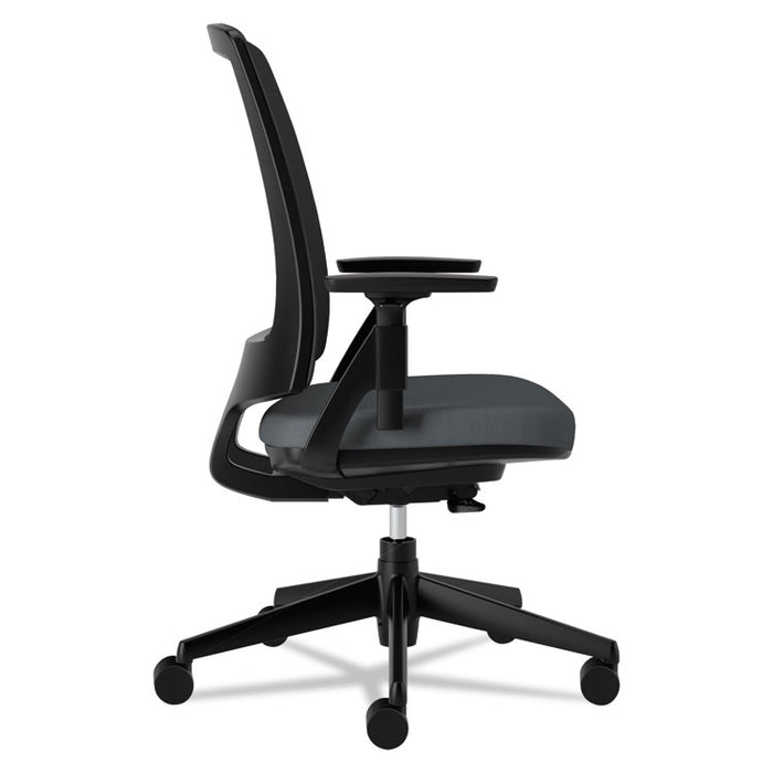 Lota Series Mesh Mid-Back Work Chair, Supports Up to 250 lb, 17.13" to 21.13" Seat Height, Charcoal Seat/Back, Black Base