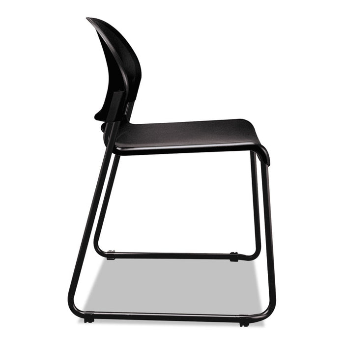 GuestStacker High Density Chairs, Supports Up to 300 lb, Onyx Seat/Back, Black Base, 4/Carton