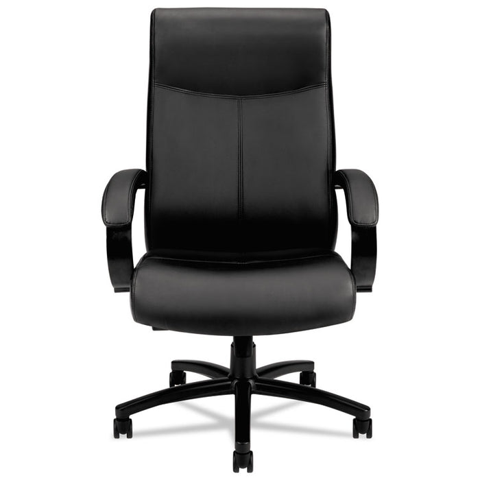 Validate Big and Tall Leather Chair, Supports Up to 450 lb, 18.75" to 21.5" Seat Height, Black