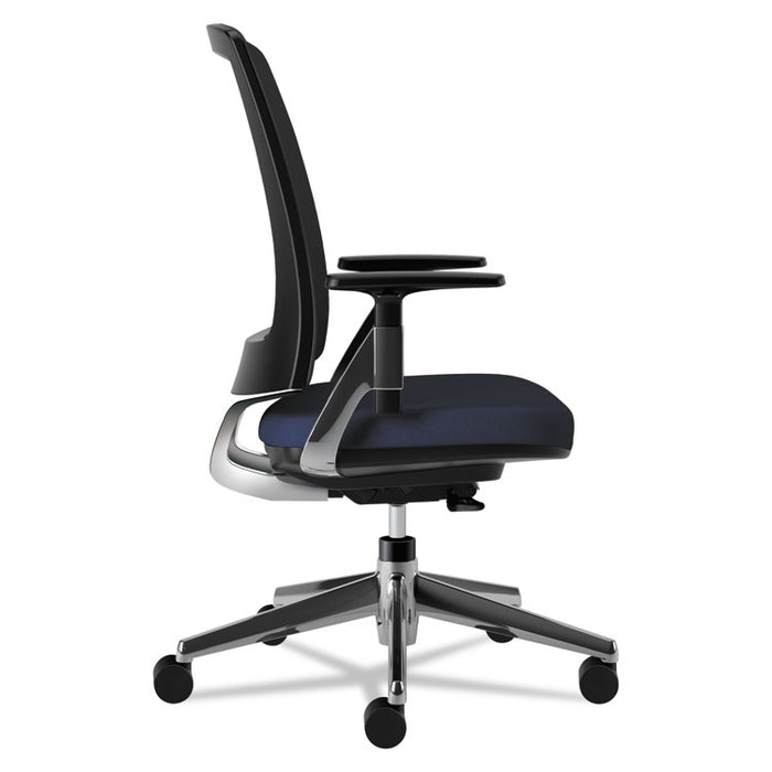 Lota Series Mesh Mid-Back Work Chair, Supports up to 250 lbs., Navy Seat/Navy Back, Polished Aluminum Base