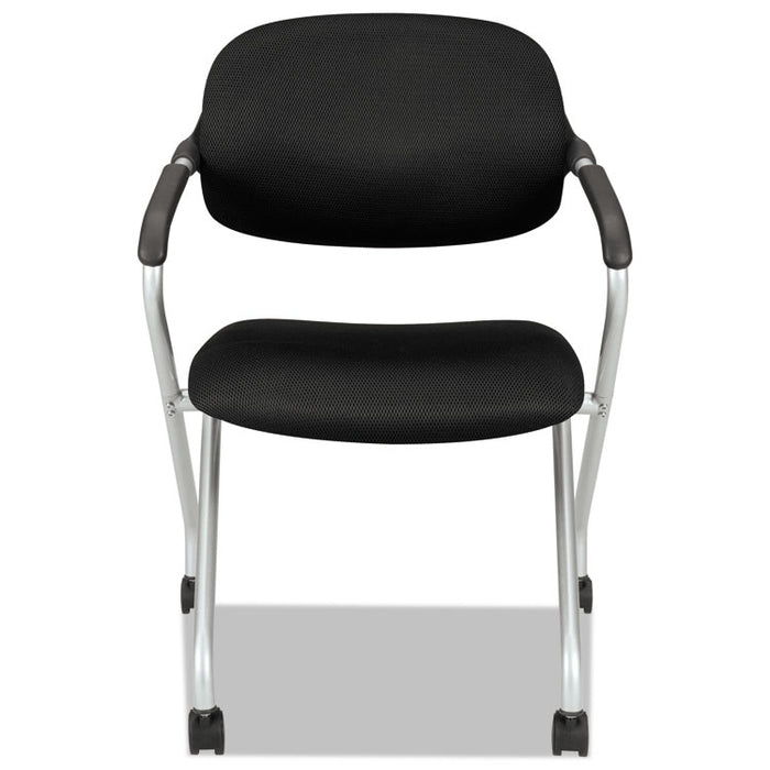 HVL303 Nesting Arm Chair, Supports Up to 250 lb, Black Seat/Back, Silver Base