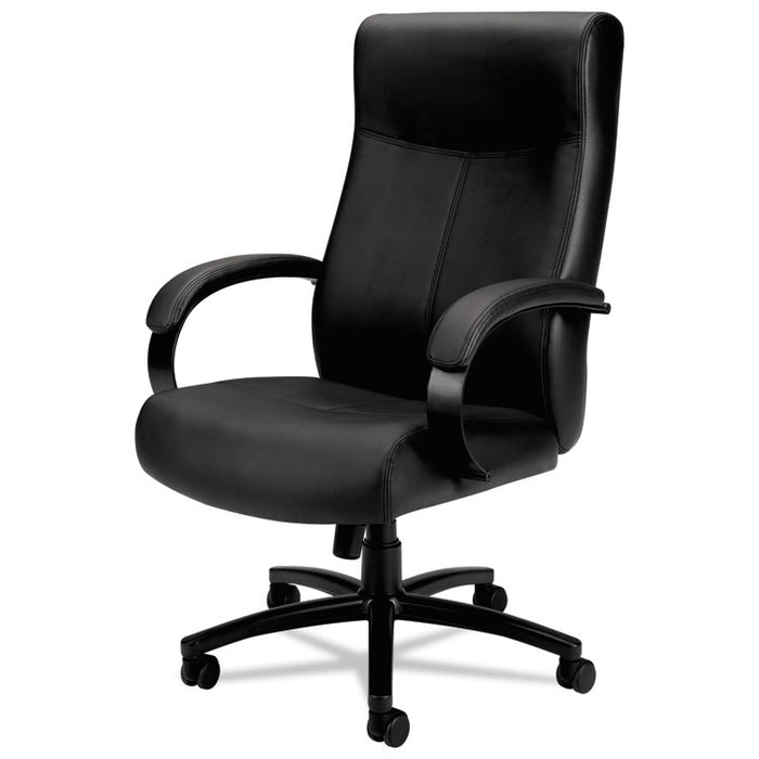 Validate Big and Tall Leather Chair, Supports Up to 450 lb, 18.75" to 21.5" Seat Height, Black