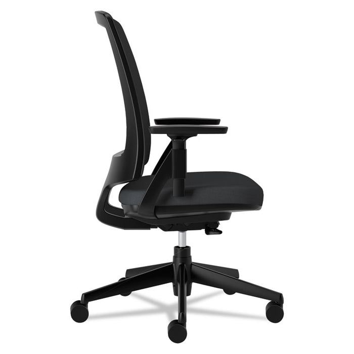 Lota Series Mesh Mid-Back Work Chair, Supports up to 250 lbs., Black Seat/Black Back, Black Base