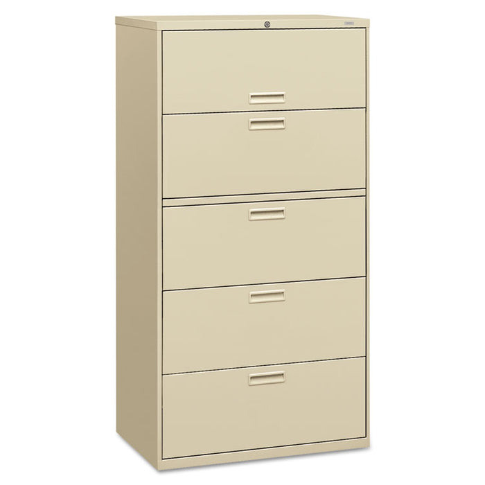 500 Series Five-Drawer Lateral File, 36w x 18d x 64.25h, Putty