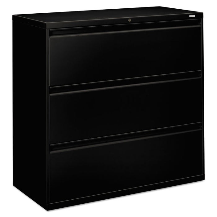 800 Series Three-Drawer Lateral File, 42w x 19.25d x 40.88h, Black
