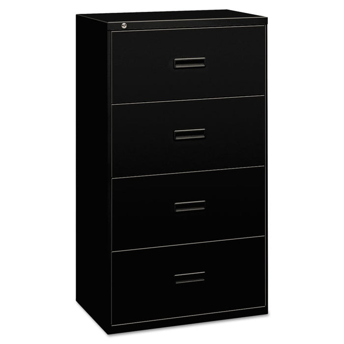 400 Series Lateral File, 4 Legal/Letter-Size File Drawers, Black, 30" x 18" x 52.5"