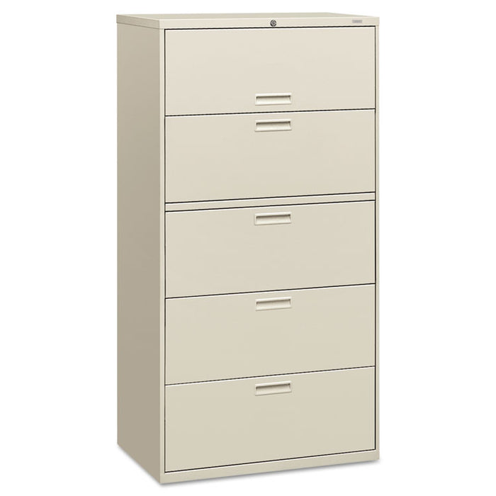 500 Series Five-Drawer Lateral File, 36w x 18d x 64.25h, Light Gray