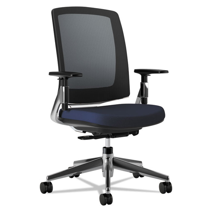 Lota Series Mesh Mid-Back Work Chair, Supports up to 250 lbs., Navy Seat/Navy Back, Polished Aluminum Base
