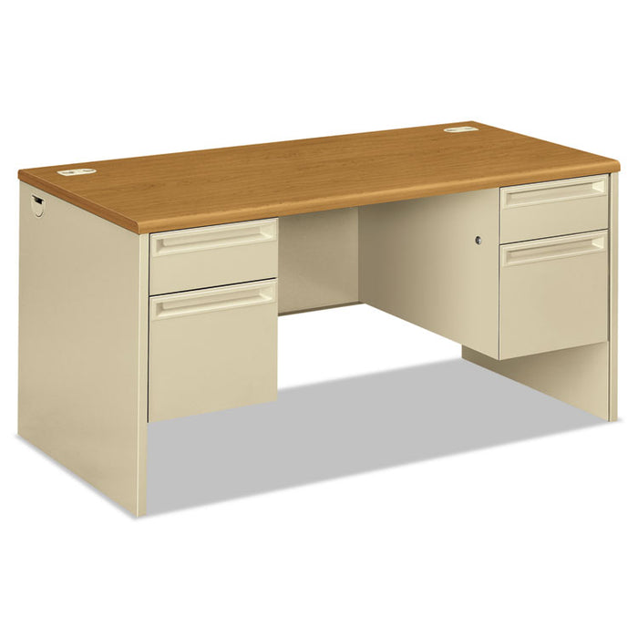 38000 Series Double Pedestal Desk, 60w x 30d x 29.5h, Harvest/Putty