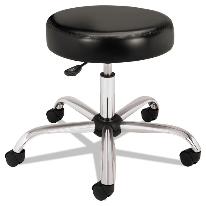 Adjustable Task/Lab Stool without Back, 22" Seat Height, Supports up to 250 lbs., Black Seat, Steel Base