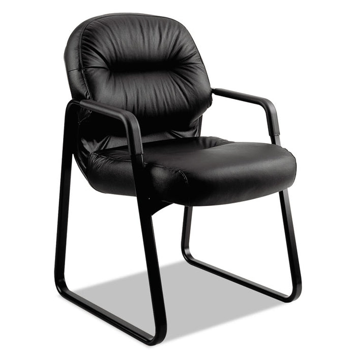 Pillow-Soft 2090 Series Guest Arm Chair, Leather, 31.25" x 35.75" x 36", Black