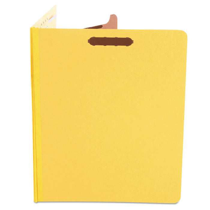 Bright Colored Pressboard Classification Folders, 1 Divider, Letter Size, Yellow, 10/Box