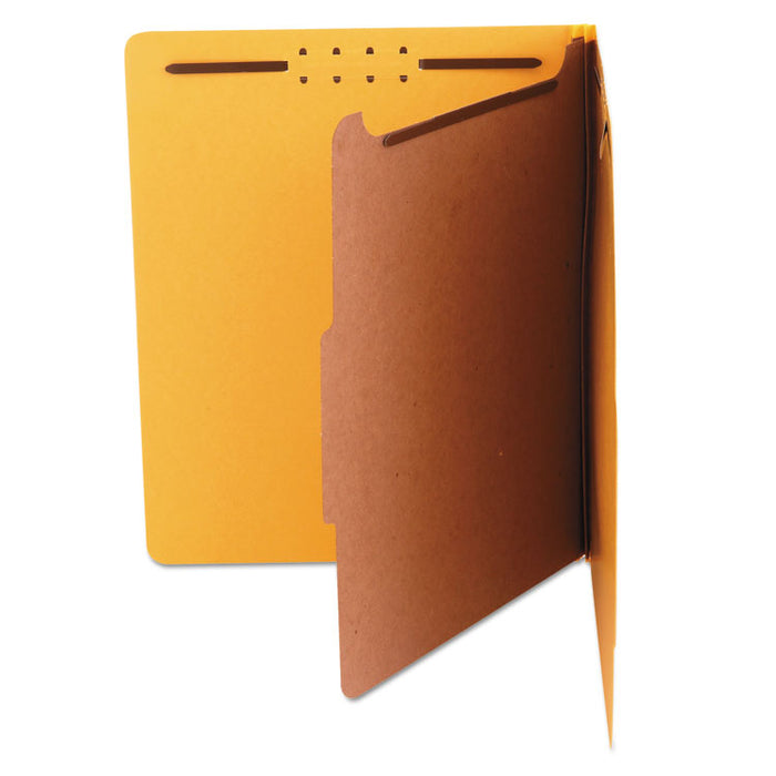 Bright Colored Pressboard Classification Folders, 1 Divider, Letter Size, Yellow, 10/Box