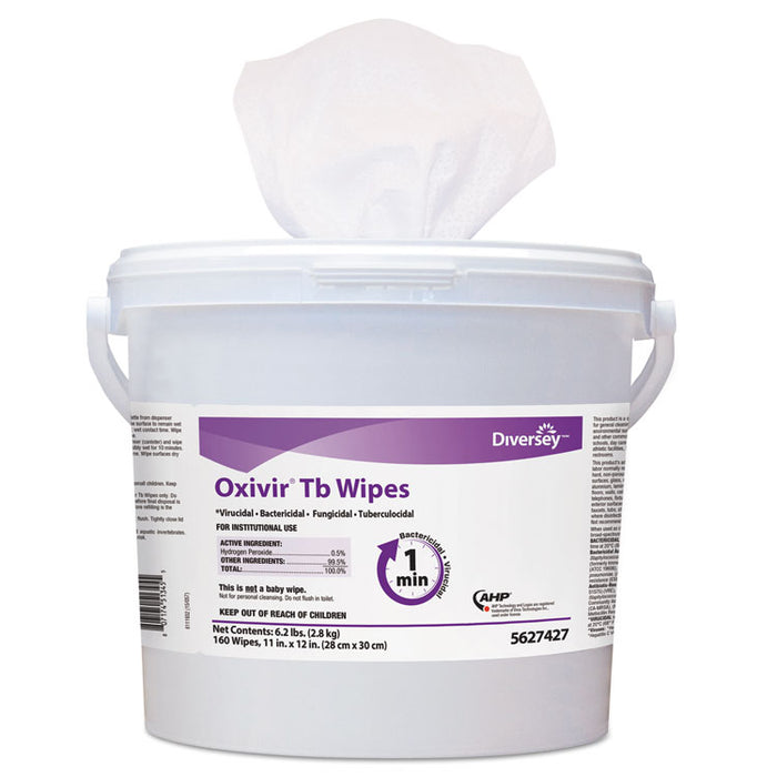 Oxivir TB Disinfectant Wipes, 11 x 12, White, 160/Bucket, 4 Buckets/Carton