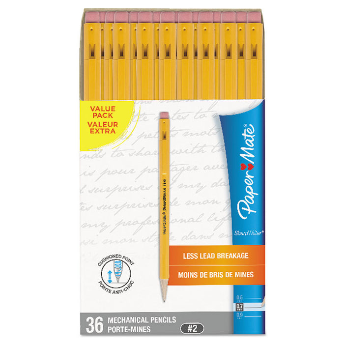 Sharpwriter Mechanical Pencil, 0.7 mm, HB (#2.5), Black Lead, Classic Yellow Barrel, 36/Box