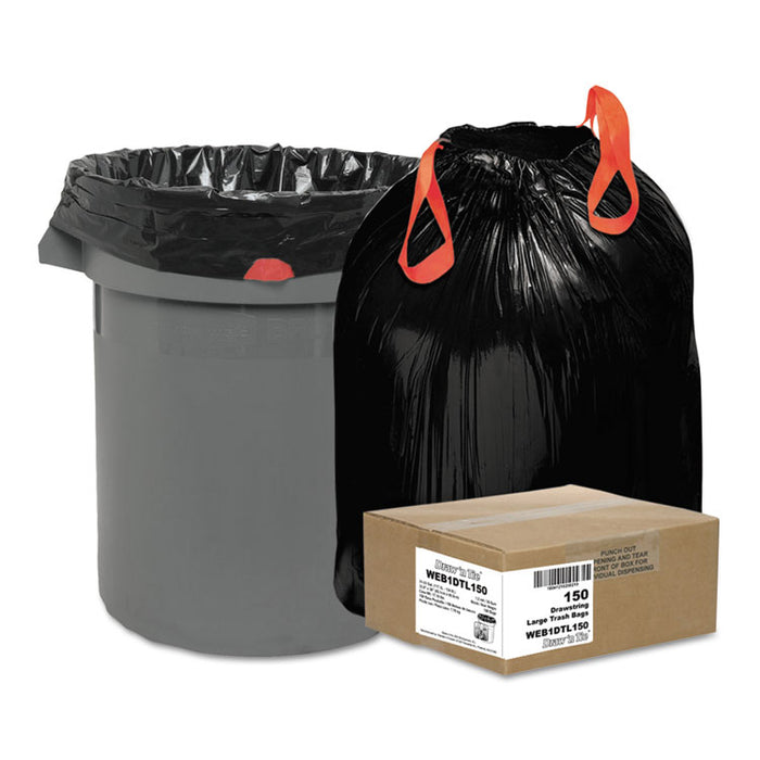 Heavy-Duty Trash Bags, 33 gal, 1.2 mil, 33.5" x 38", Black, 150/Box