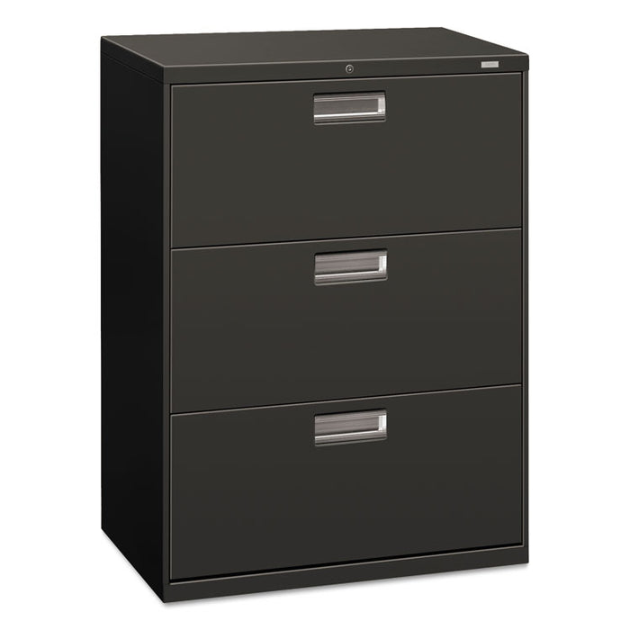 600 Series Three-Drawer Lateral File, 30w x 18d x 39.13h, Charcoal