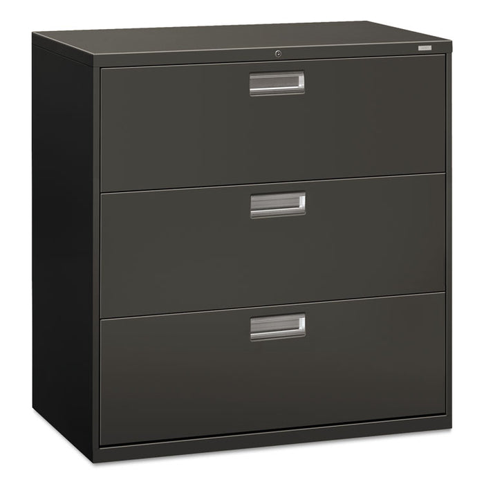 Brigade 600 Series Lateral File, 3 Legal/Letter-Size File Drawers, Charcoal, 42" x 18" x 39.13"