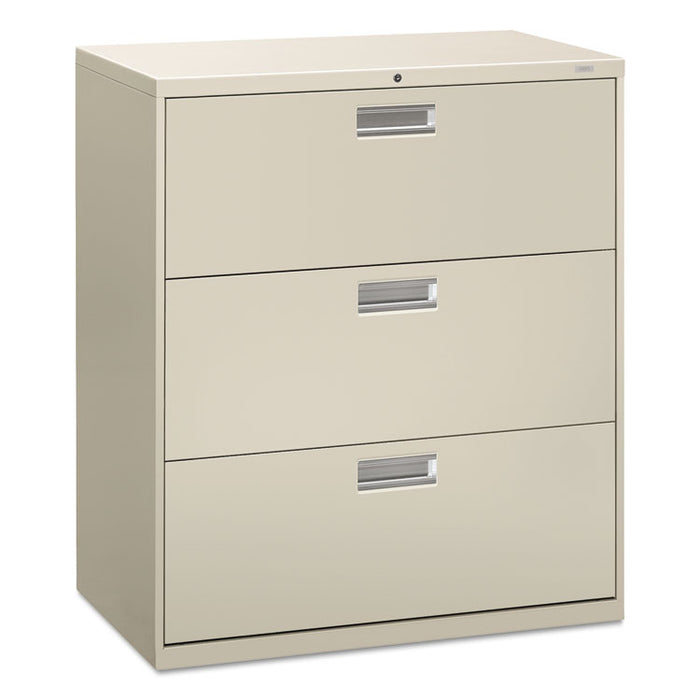 Brigade 600 Series Lateral File, 3 Legal/Letter-Size File Drawers, Light Gray, 36" x 18" x 39.13"