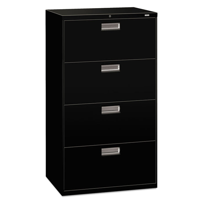 600 Series Four-Drawer Lateral File, 30w x 18d x 52.5h, Black