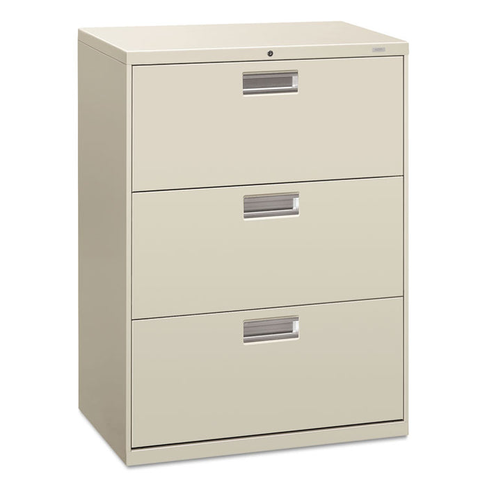 600 Series Three-Drawer Lateral File, 30w x 18d x 39.13h, Light Gray