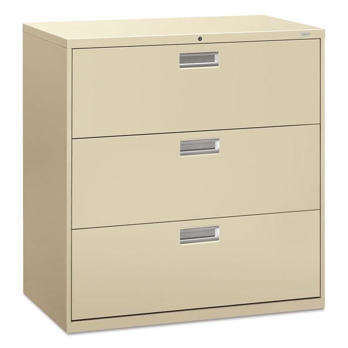 600 Series Three-Drawer Lateral File, 42w x 18d x 39.13h, Putty
